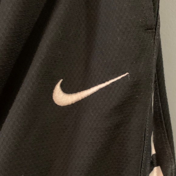 Nike Black Athletic Mesh Shorts with White Swoosh and Side Stripe - Picture 3 of 6